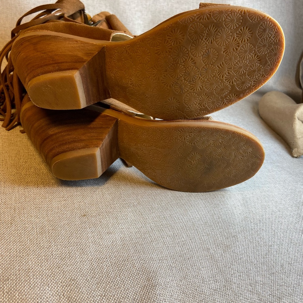 Koolaburra Brown Fringe Wedge Sandals - Picture 10 of 10